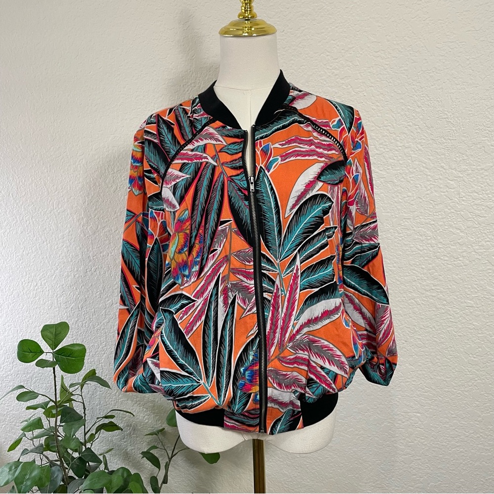 Jack by BB Dakota Tropical Print Lightweight Bomber Jacket